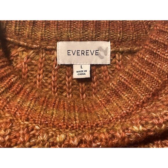 Evereve Womens Knit Sweater Orange Brown Striped Size L Soft - Picture 5 of 5